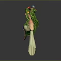 Magical Female Character With Vine Hair Flower Headdress Green Plant Costume And Flowy Sleeves