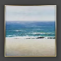 Abstract Three Panel Wall Art With Blue White Gold Tones And Golden Frames