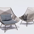 Modern Woven Outdoor Chairs With Gray Cushions And Metal Frame Design