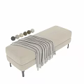 Modern Soft Fabric Sofa Bench With Decorative Blanket And Multiple Color Choices 3d model