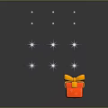Red Gift Box With Yellow Bow And Silver Stars On Gray Background