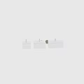 Modern Bathroom Vanity With White Countertop Vertical Striped Cabinet And Silver Faucet