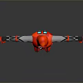 Red And White Superhero Character In Futuristic Costume With Blue Circular Emblem And Extended Arms