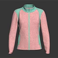 Pink And Turquoise Modern Jacket With Stand Collar And Zipper Design