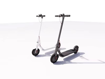Electric Scooters As Modern Sports Equipment With White And Gray Two Wheeled Frames 3d model