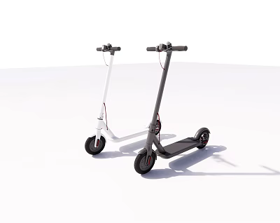 Electric Scooters As Modern Sports Equipment With White And Gray Two Wheeled Frames 3d model