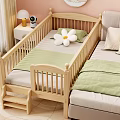 Cozy Light Wooden Kids Bed Design With Green Sheet White Flower And Steps