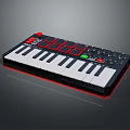 Portable Black Red MIDI Controller Keyboard With Piano Keys Drum Pads And Knobs