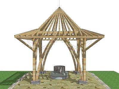 modern pavilion wooden pavilion structure model