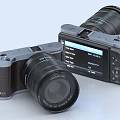 Digital Mirrorless Cameras With Sleek Design LCD Screen And Interchangeable Lens 3d model