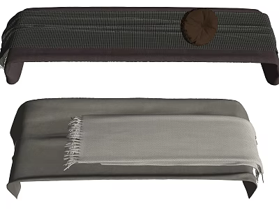 Traditional Japanese Cushion Mats With Striped Design Decorative Knot And Stitching 3d model