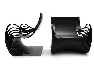 Black Modern Leisure Chairs With Curved Lines And Sleek Contemporary Design 3d model
