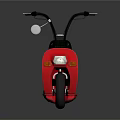 Red Modern Scooter With Black Seat Rearview Mirror And Exhaust Pipe Design