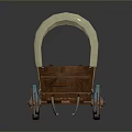 Vintage Wooden Wagon With Woven Beige Canopy Brown Wheels and Hitch Poles Design