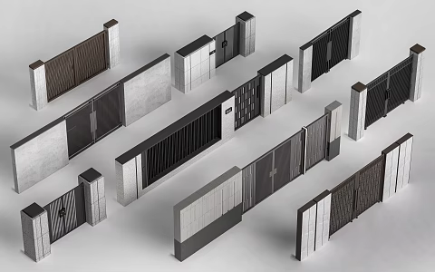 Modern patio door courtyard door villa door 3d model