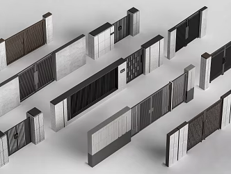 Modern patio door courtyard door villa door 3d model