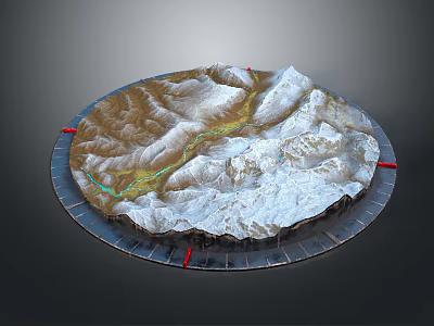 3D Terrain Model Featuring Mountain Ranges Snow Capped Peaks And River Valleys 3d model