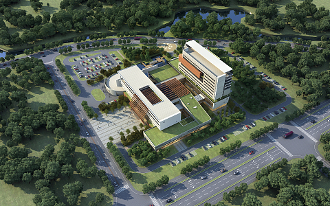 modern hospital building medical building 3d model