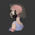 3D Stylized Game Movie Character With Long Hair Glasses And Light Blue Top