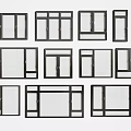 Various Modern Window Designs With Glass Panels And Frame Styles 3d model