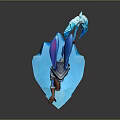 Blue Rabbit Game Character In Armor With Ice Magic And Crystal Platform