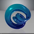 Blue Spiral Shaped Decorative Furniture Piece With Smooth Glossy Surface And Dark Background Reflection