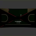 Curved Green Surface Structure With Red Support Straps And Black Frame Design
