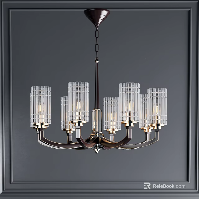 Luxury Modern Chandelier with Glass Shades and Metal Frame for Indoor Lighting Decoration 3d model 