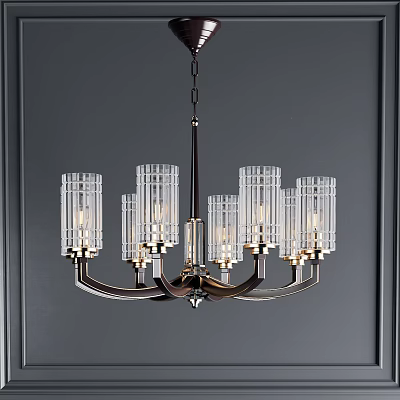 Luxury Modern Chandelier with Glass Shades and Metal Frame for Indoor Lighting Decoration 3d model