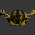 Humanoid Robot Character And Mechanical Creature With Yellow Black Body And Blue Eyes
