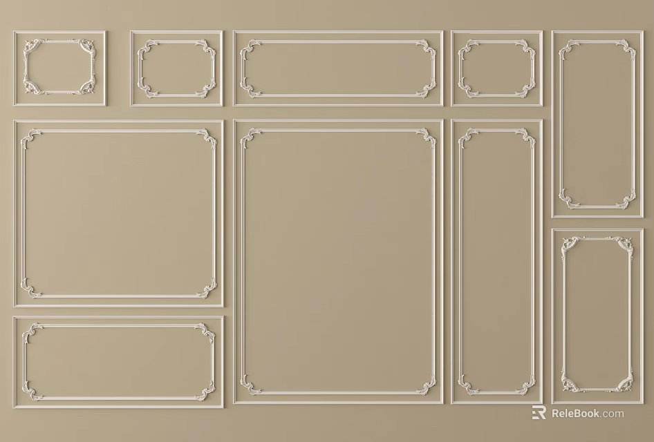 Various Gypsum Crown Molding Design Patterns for Interior Wall Decoration 3d model 