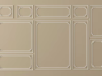 Various Gypsum Crown Molding Design Patterns for Interior Wall Decoration 3d model