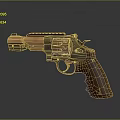 Highly Detailed Classic Revolver With Wooden Grip And Metal Body Design