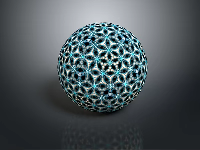 Decorative Sphere With Intricate Blue And White Geometric Pattern Design 3d model
