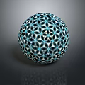 Decorative Sphere With Intricate Blue And White Geometric Pattern Design 3d model
