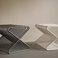 Modern Black and White Stools with Intertwined Lines and Stylish Geometric Design