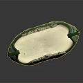Vintage Green Carved Water Transport Model Boat With Cream Accents And Prow Decorations