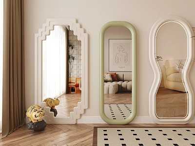 Modern Mirrors With Various Frame Shapes And Colors For Living Room Interior 3d model