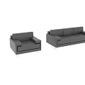 Modern Gray Three Seater Sofa with Square Armrests and Metal Legs 3d model