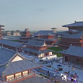 Ancient Chinese Architecture With Multi tiered Pagodas Curved Eaves And Historic Plaza
