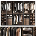 Organized Modern Walk in Closet With Hanging Clothing Shoes Handbags And Folded Clothes
