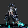 Futuristic Game and Movie Character With Mechanical Limbs Glowing Accents And Metallic Design