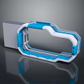 Modern Technical Equipment With Blue And White Circular Frame And Rectangular Base