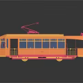 Vintage Orange Pink Tram Model With Multiple Windows And Overhead Wire Design