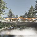 New Chinese Style Corridor Bridge Landscape Bridge Modeling Bridge Arch Bridge pedestrian bridge 3d model
