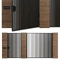 Modern Gate Designs Featuring Wooden Panels And Metal Slat Elements 3d model