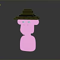 Cartoon Monkey Head Wearing Brown Hat With Dark Background And Reflection