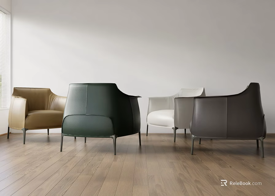 Modern Leather Accent Chairs With Multiple Colors For Interior Design 3d model