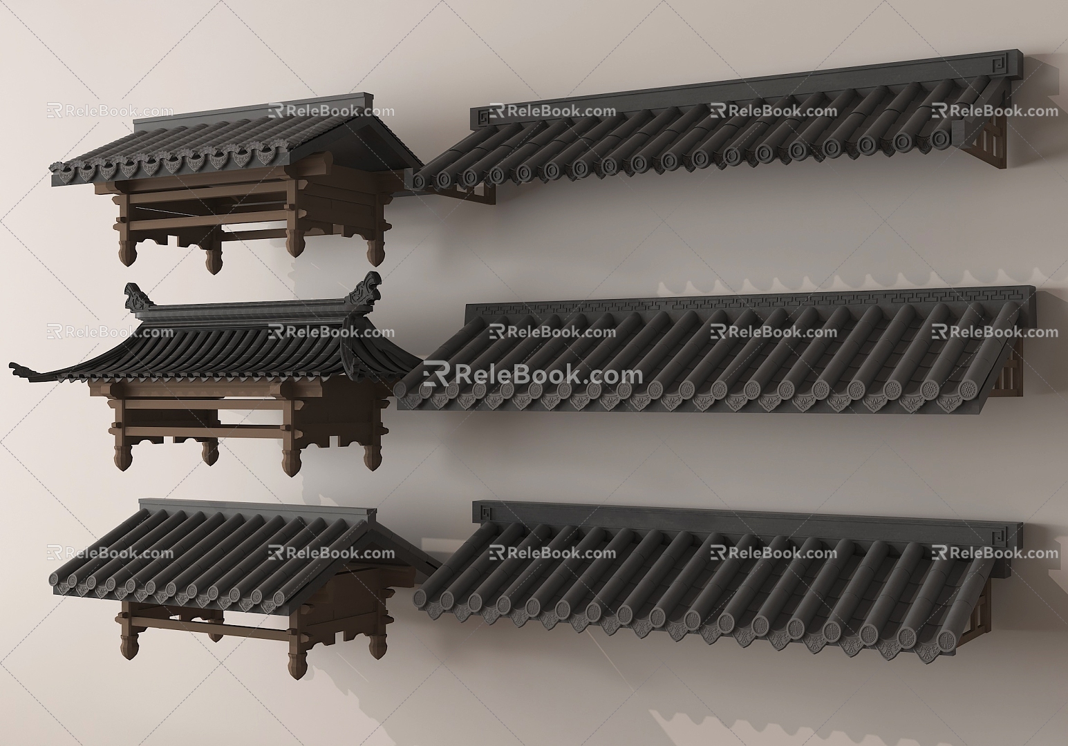 Chinese-style eaves, cornices, cornice tiles, ancient buildings 3d model