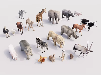 Reptile And Animal Models Collection Featuring Lions Zebras Giraffes And Elephants 3d model